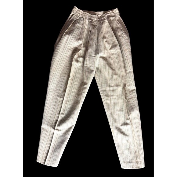 Vintage Cleveland 70s high waisted Wide Leg Slub cotton Striped Pants size 5 - Picture 1 of 14